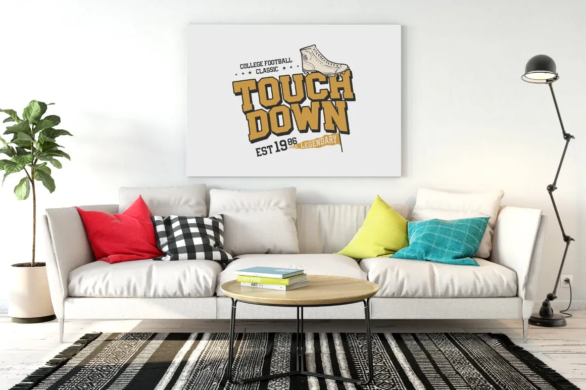 美式足球T恤/复古运动Logo设计素材库精选模板 American Football T-Shirt / Retro Sports Logo插图(3)