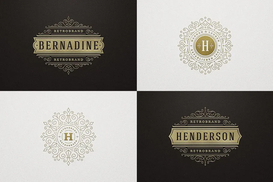 250个复古装饰风格Logo模板 250 ornaments logos & monograms插图(9)