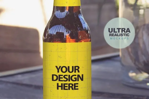 福门特拉岛休闲俱乐部场景啤酒瓶设计样机 Formentera Lounge Club插图(3)