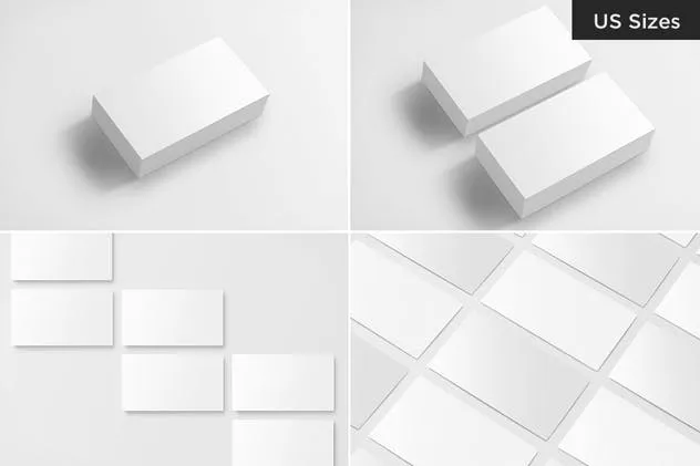 美国尺码简约风企业名片样机模板 Business Card Mockups – US Sizes插图(4)