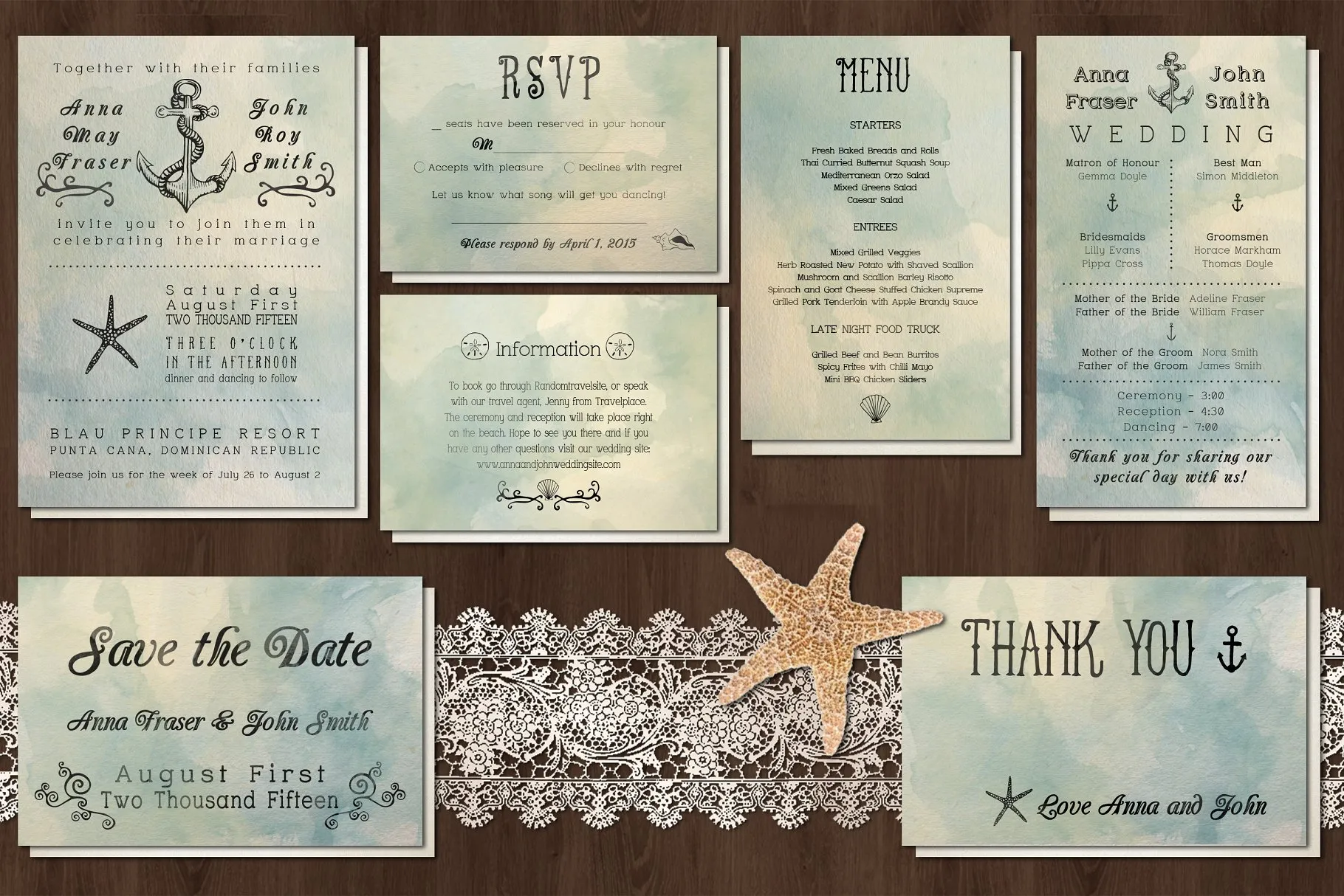 海滩沙滩婚礼邀请函模板合集 Beach Wedding Invitation Pack插图(1)