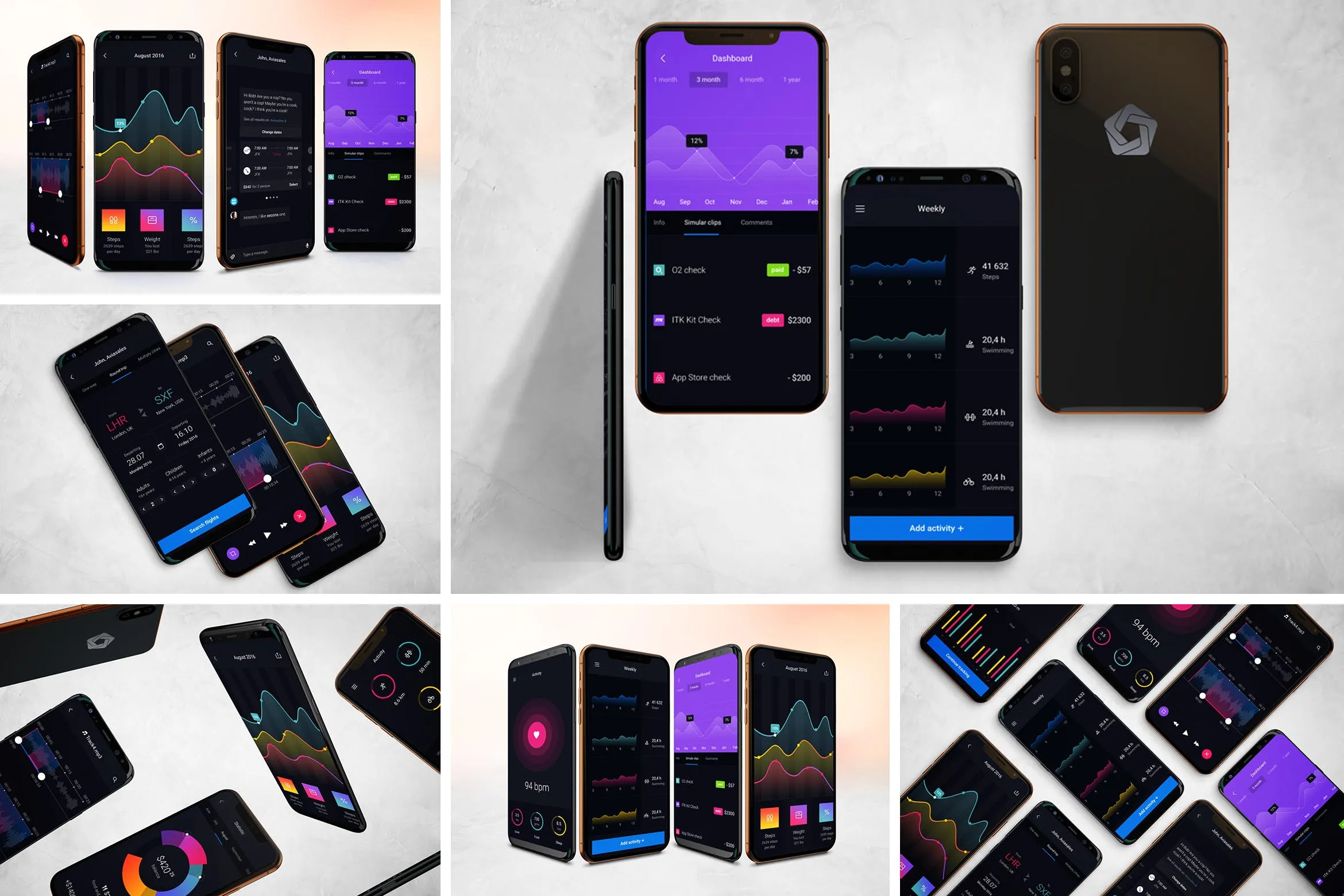 Android/iOS平台APP应用UI设计效果图样机v3 Android & iOS Mockup V.3插图