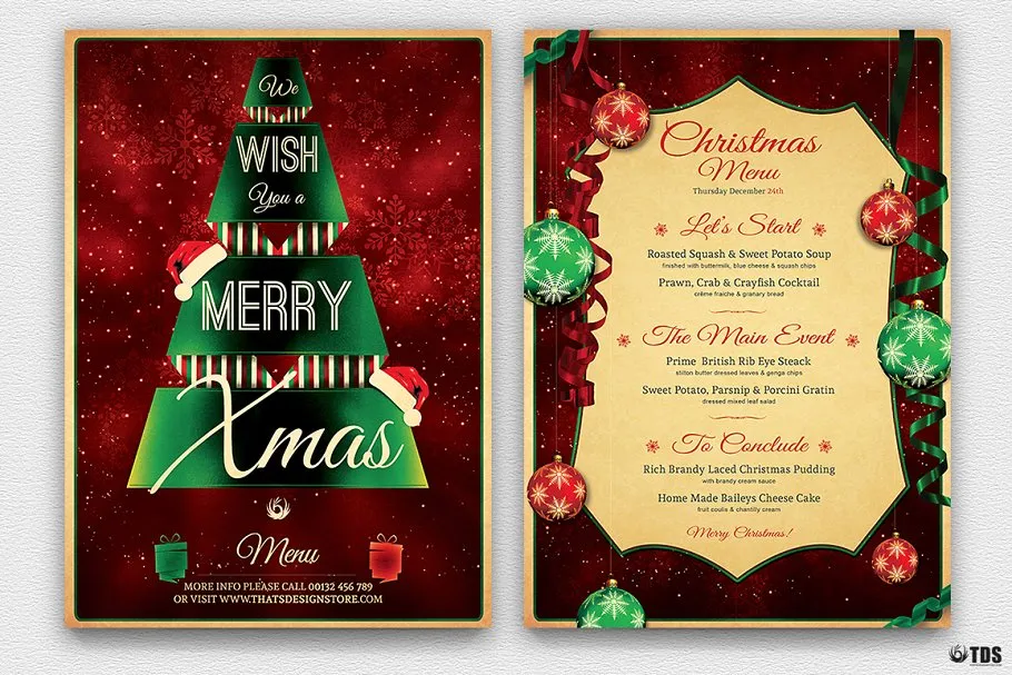圣诞聚餐菜单PSD模板v7 Christmas Menu PSD V7插图(1)