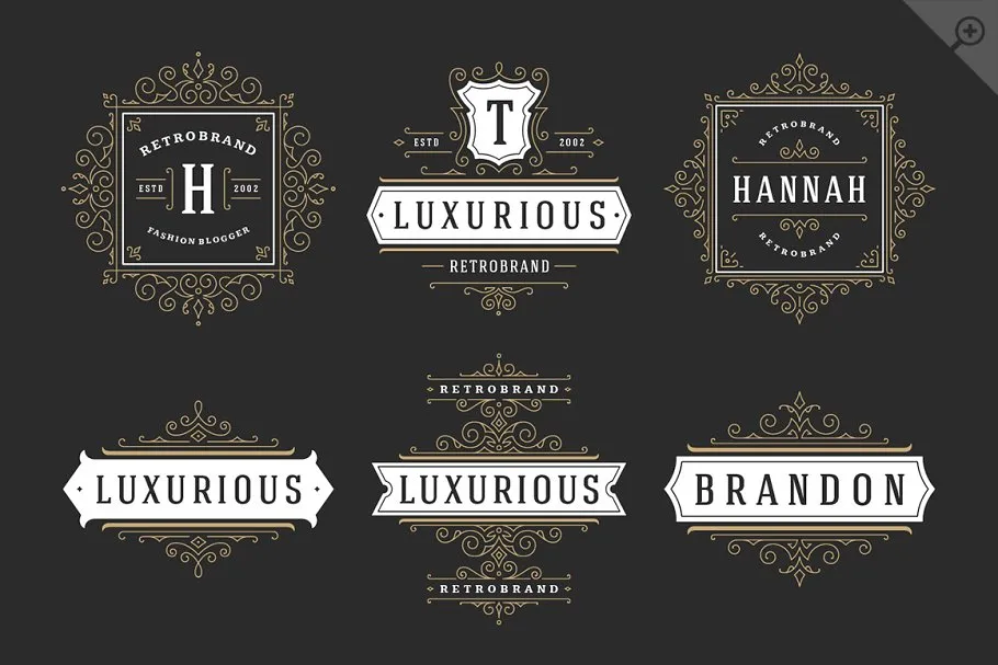 250个复古装饰风格Logo模板 250 ornaments logos & monograms插图(4)