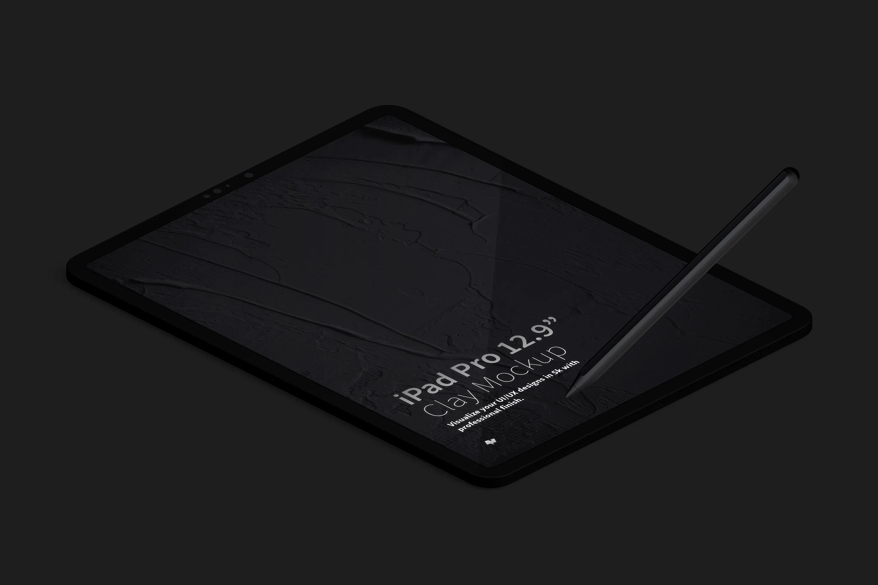 iPad Pro陶瓷黏土材质平板电脑UI界面设计等距左视图样机 Clay iPad Pro 12.9” Mockup, Isometric Left View插图(4)