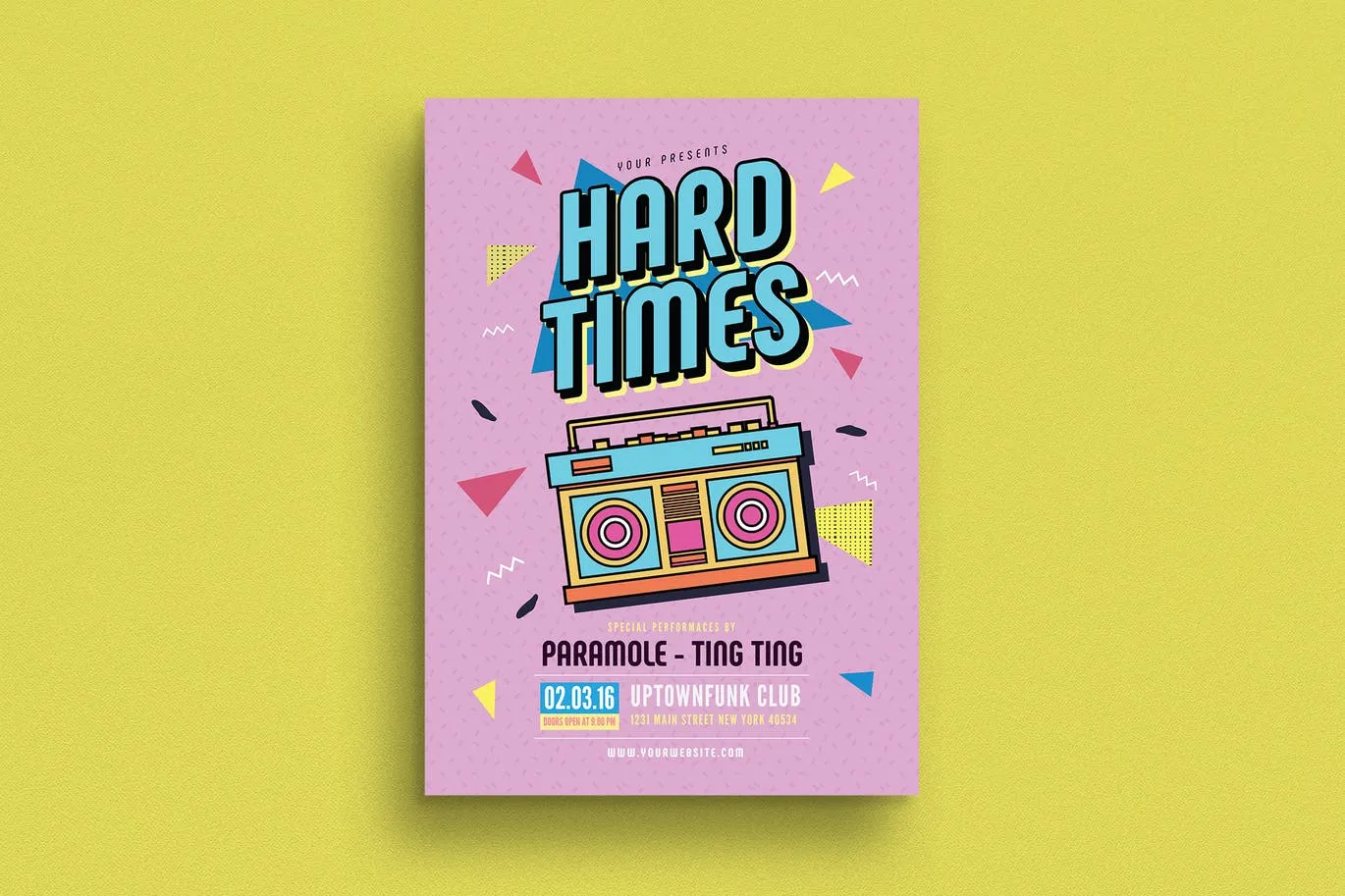 90年代设计风格音乐主题海报设计模板 90#8217;s Music Flyer