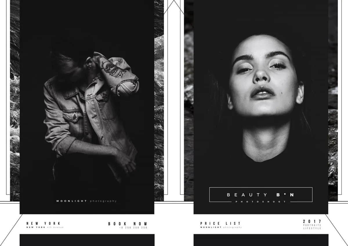 A4折页产品手册模板 Beauty B*N, FREE Brochure Template Folded For Illustrator