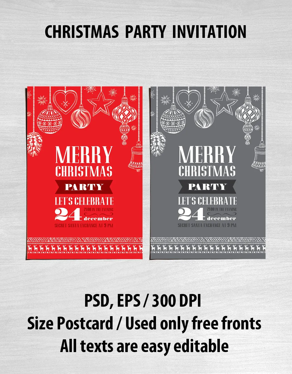 圣诞节派对邀请贺卡设计模板 Christmas Greeting Card插图(1)