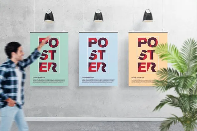 3D展厅橱窗广告海报样机 Poster Mockups插图(1)