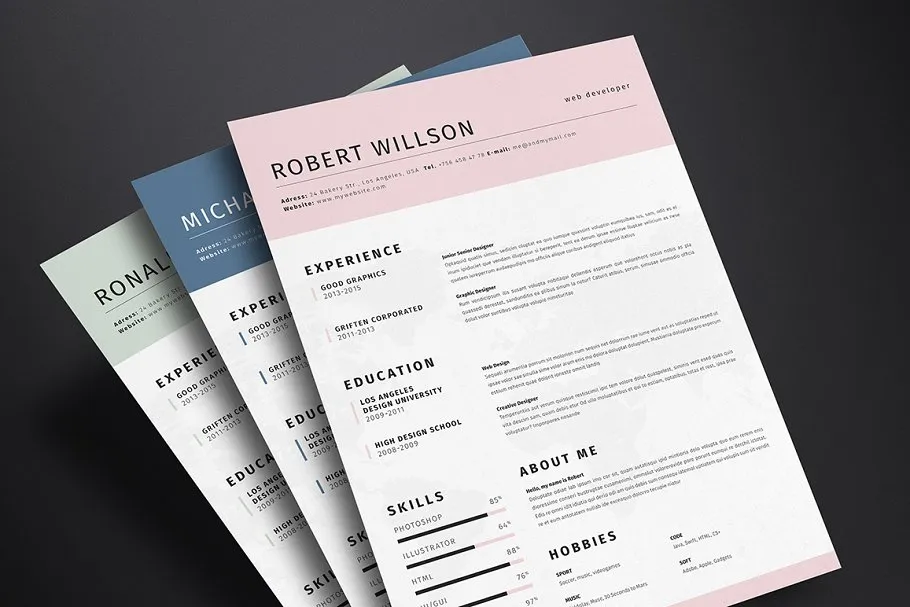 简约风格职场简历模板素材v2 Clean Resume Template Vol.2插图(3)