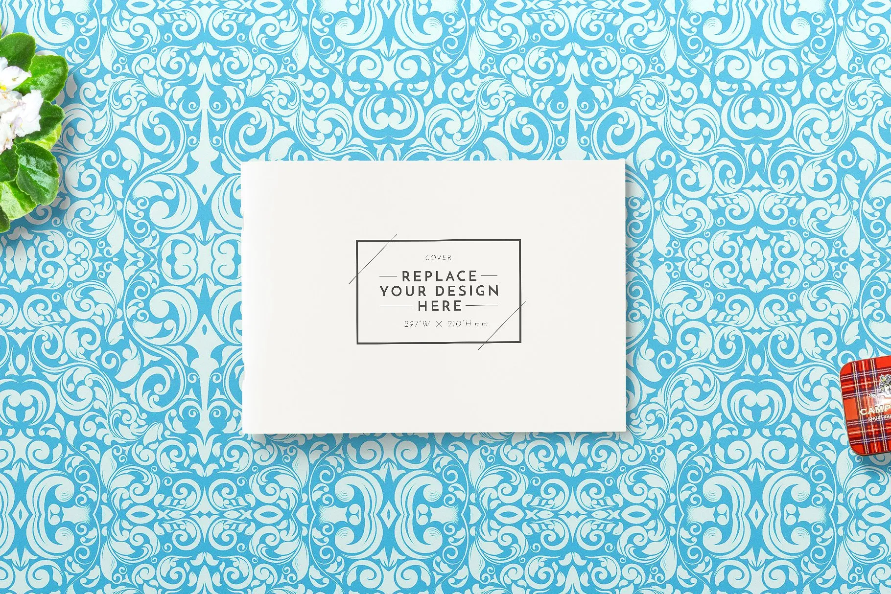 A4规格小册子企宣手册样机模板 A4 Landscape Brochure Mockups插图(1)