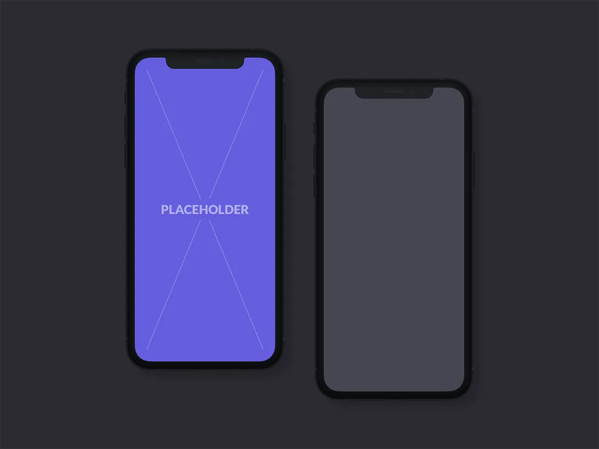 刘海屏iPhone手机等距网格素材库精选样机模板[黑色版本] Presentation Mockups Dark插图(3)