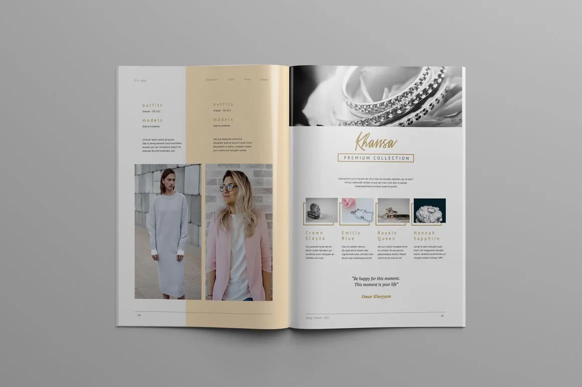 品牌时装/摄影/建筑行业产品目录&杂志设计模板 KHANSA – Fashion Lookbook & Magazine插图(8)