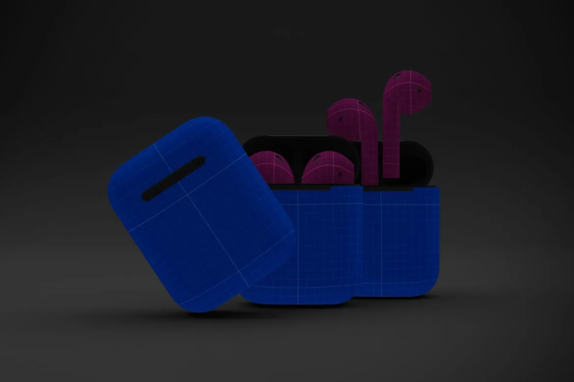 暗色背景AirPods无线耳机外观设计素材库精选样机v2 Dark AirPods Mockup V.2插图(11)