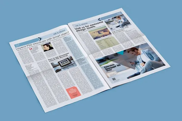 专业新闻报纸PSD印刷品样机 Professional Newspaper PSD Mockups插图(5)