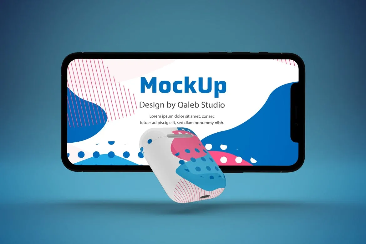 创意设计风格iPhone 11 & AirPods样机模板 iPhone 11 & AirPods Mockup插图(3)