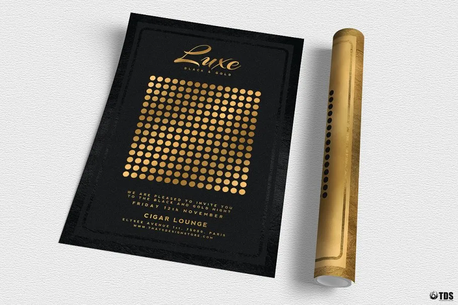 极简主义黑金风格传单PSD模板v2 Minimal Black Gold Flyer PSD V2插图(2)