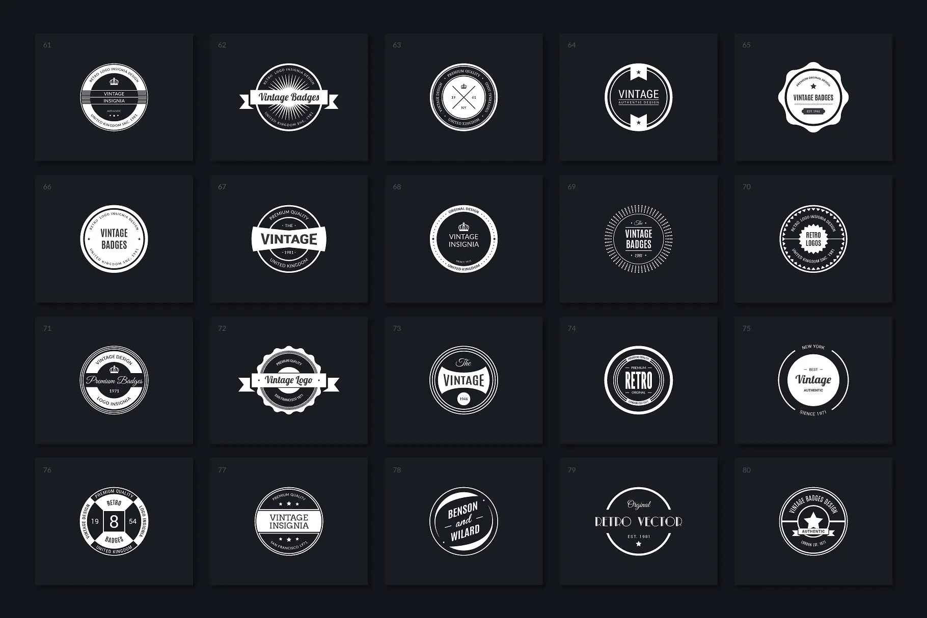 40款复古风徽章设计模板v2 40 Retro Badges Vol. 2插图(2)