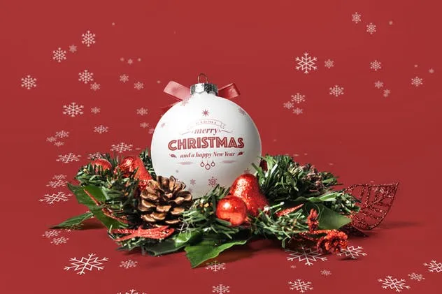 圣诞球外观图案设计效果图样机素材库精选 Christmas Ball Mock-up插图(8)