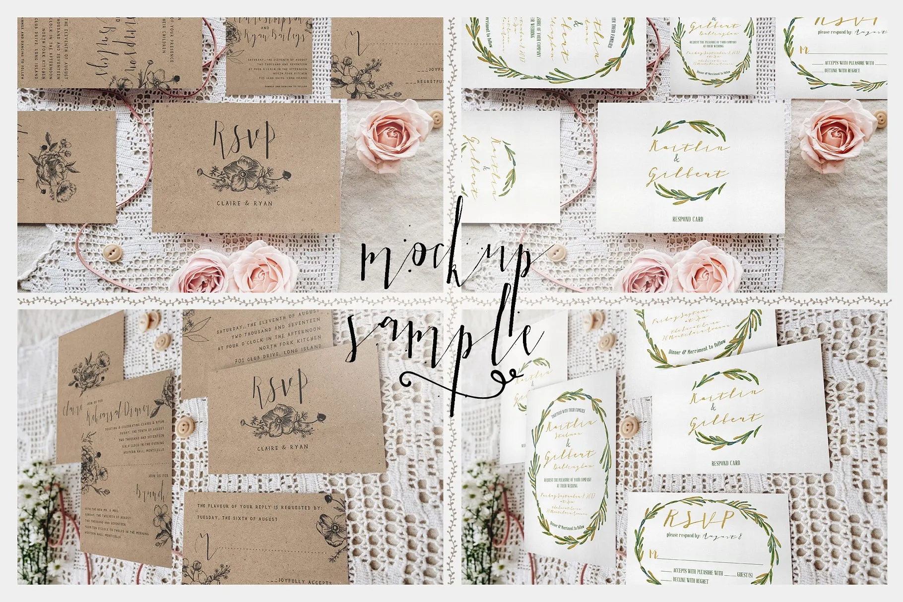 特色文艺范邀请卡样机 Sweet & Rustic Invitation Mockup插图(7)