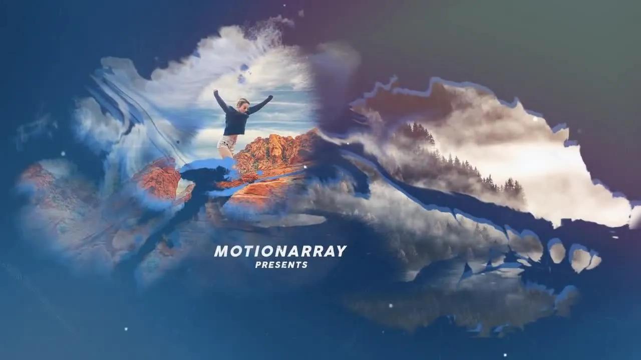 华丽的墨滴效果照片幻灯片展示像素设计精选AE模板