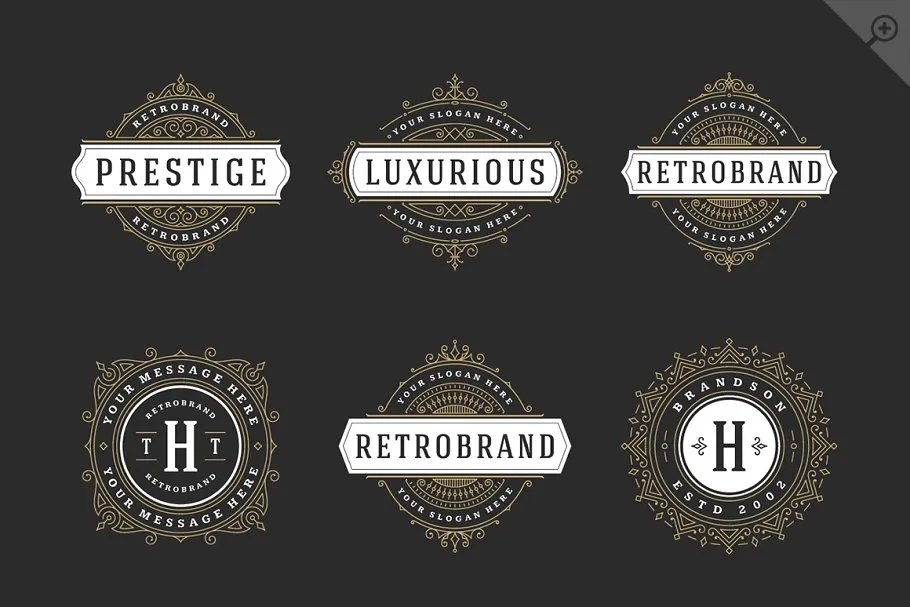 250款字母饰品组合装饰Logo模板 250 ornaments logos & monograms插图(8)