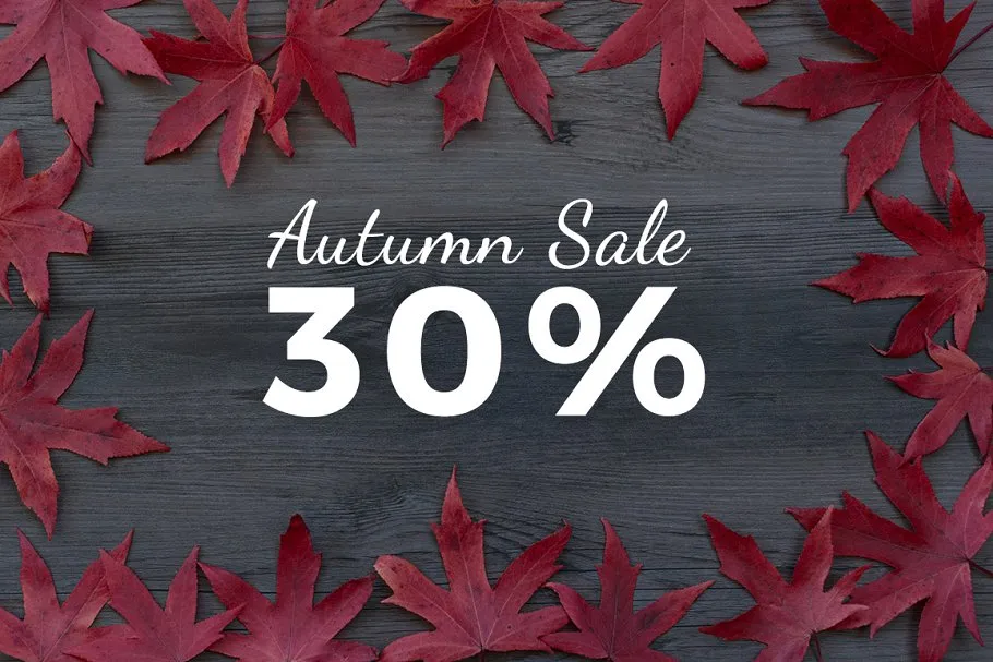 秋天落叶巨无霸Banner场景样机背景 Autumn leaves background mockups插图(3)