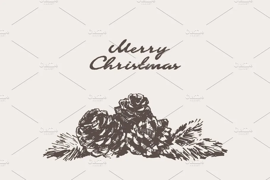 松树素描剪贴画 Sketches of pine cones插图(3)