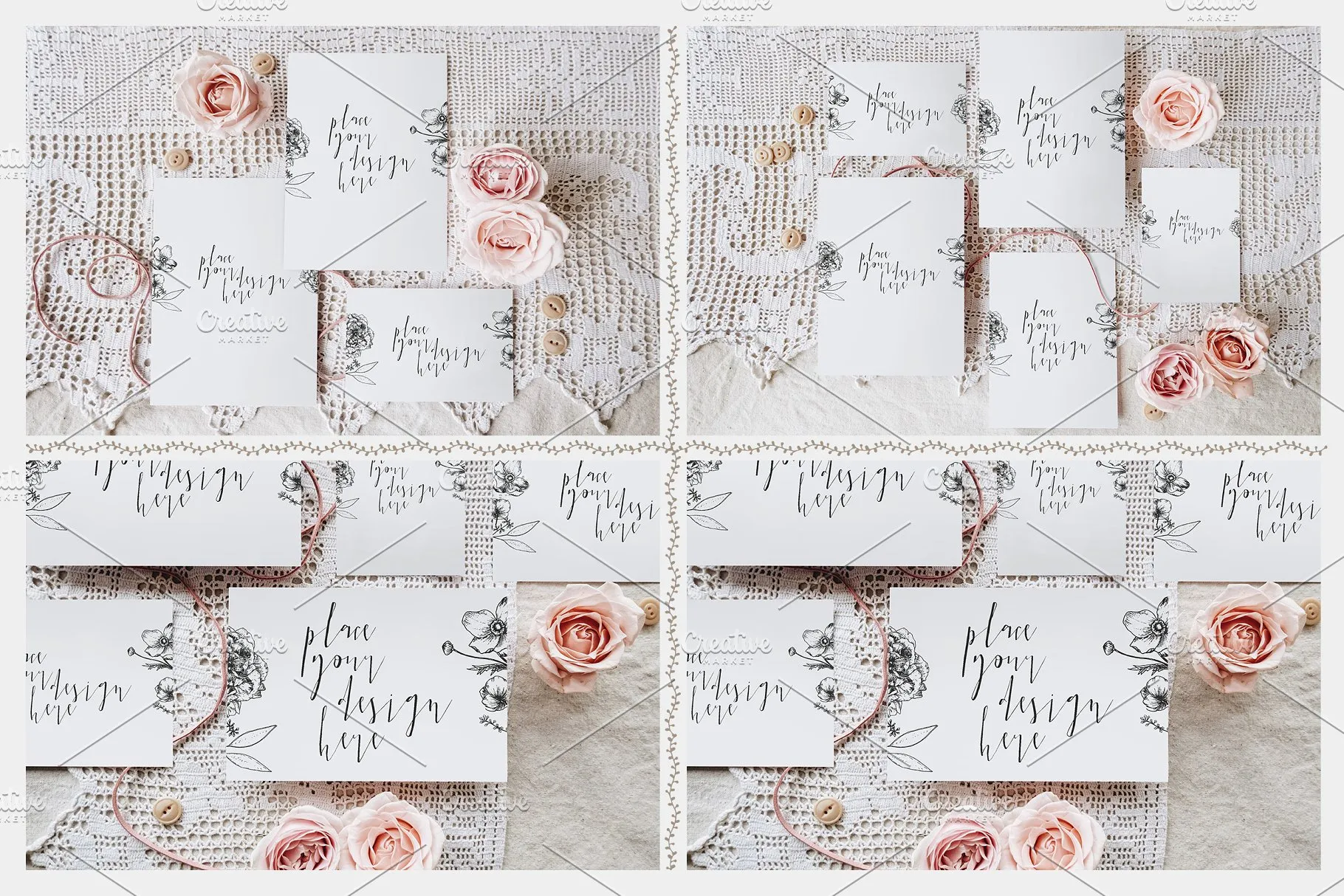 特色文艺范邀请卡样机 Sweet & Rustic Invitation Mockup插图(5)