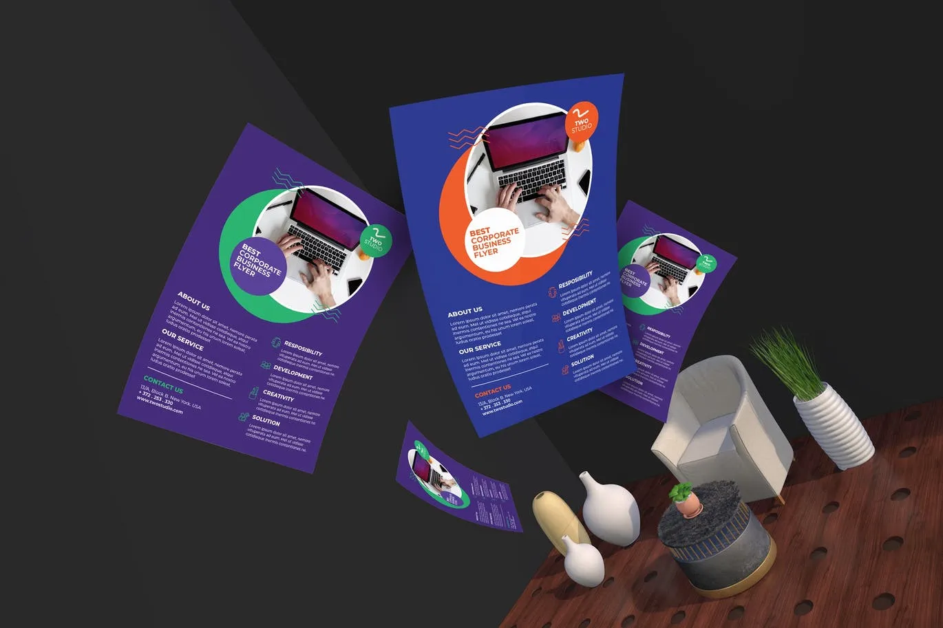 广告代理商介绍宣传单设计模板 Two Studio#8211; Creative Design Agency Flyers