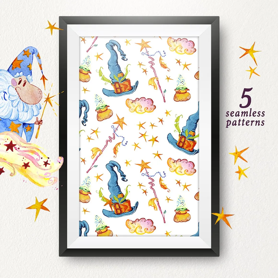 可爱的魔术水彩元素剪贴画素材PSD插图(5)