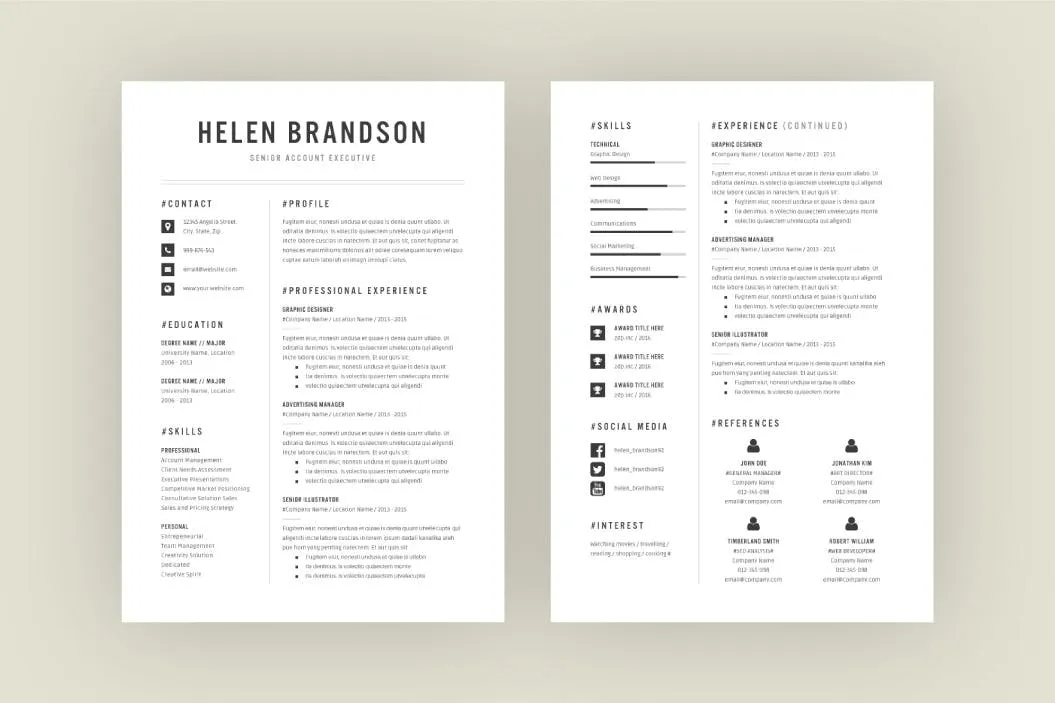 Less is More设计理念个人简历设计模板v2 Resume Template V.2插图(2)