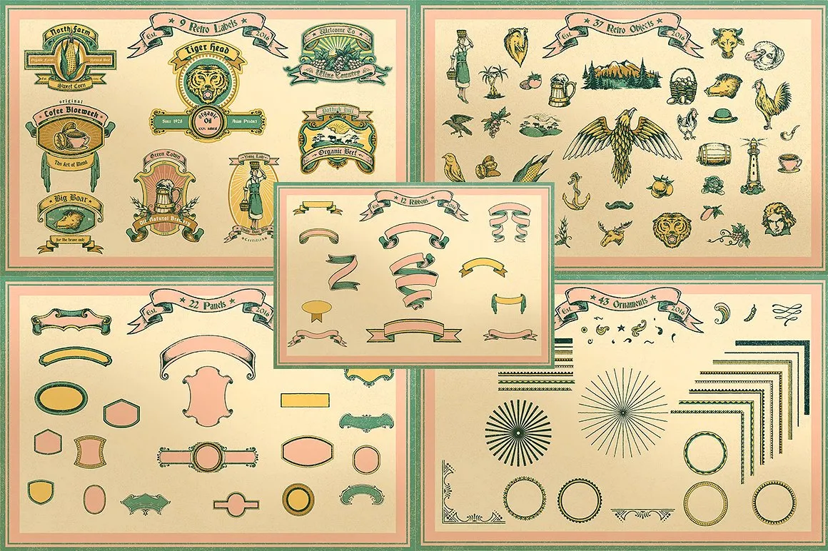 素材库下午茶：高品质的600+复古风格矢量logo标志标签大集合插图(5)