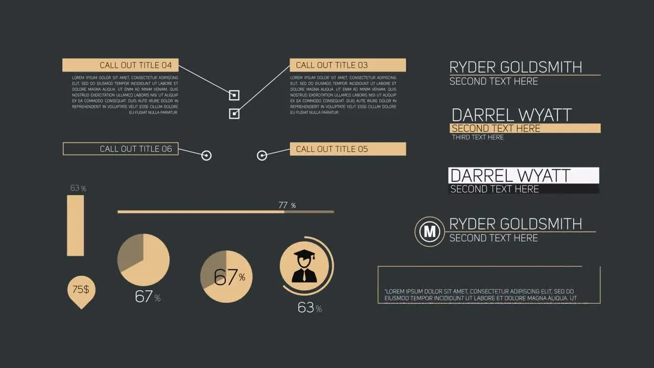 全屏标题和信息图表组成的演示套件像素设计精选AE模板