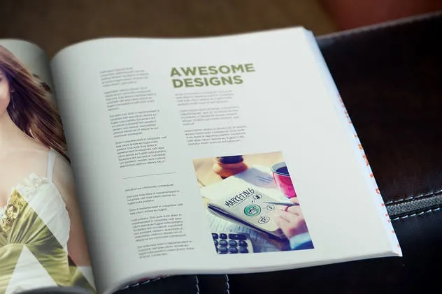 方形时尚杂志封面&内页设计样机模板 Square Fashion Magazine Mockup插图(5)