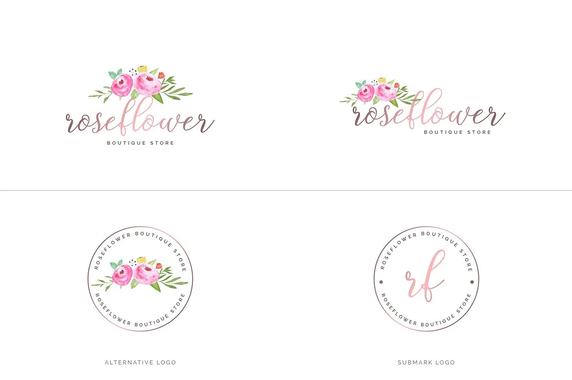超级水彩风 Logo 设计素材包 Watercolor Premade Branding Logo Kit [模板、纹理&元素]插图(6)