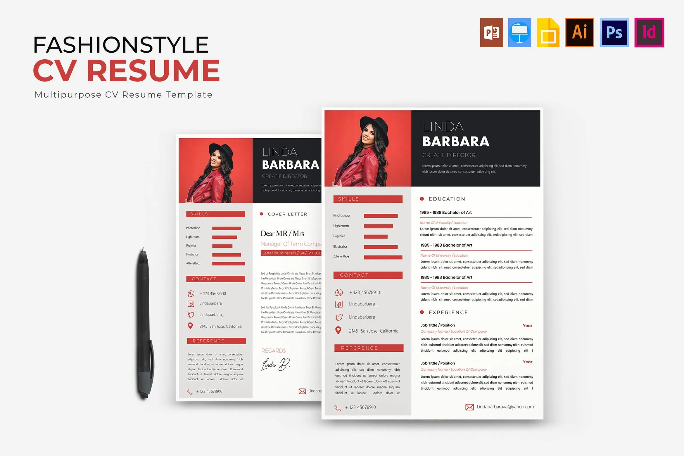 时尚设计风格个人履历表amp;介绍信模板 Fashionstyle | CVamp; Resume Template