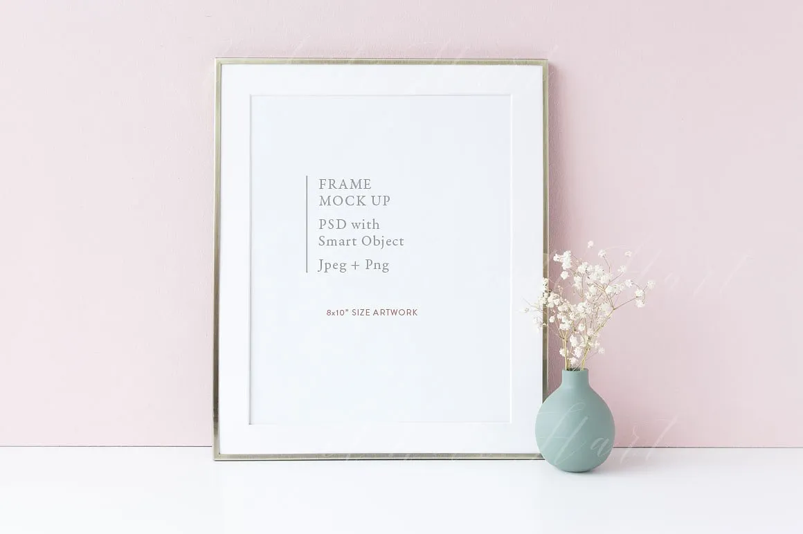 银色边框画框相框样机模板 Gold 8#215;10quot; frame mock up