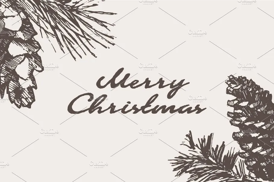 松树素描剪贴画 Sketches of pine cones插图(2)