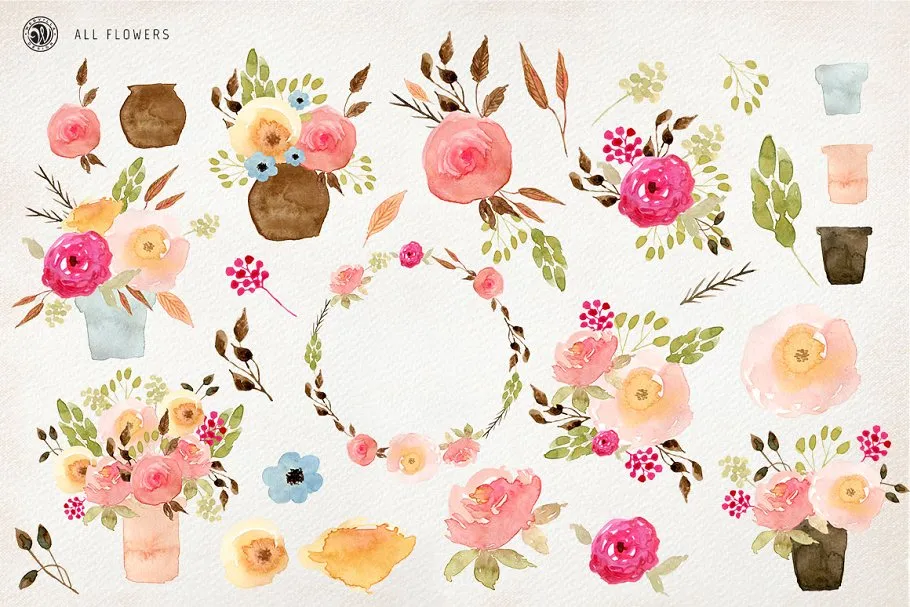 优雅水彩康乃馨手绘插画 The Best Mom Flowers插图(3)