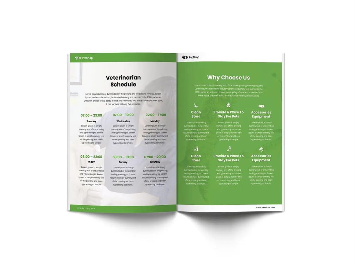 A4纸尺寸宠物医院/宠物店简介画册设计模板 Pet Shop A4 Brochure Template插图(8)