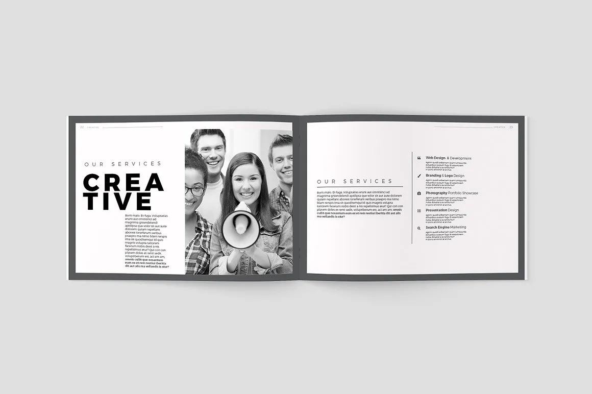 创意极简的黑白色调杂志手册模板下载[indd]插图(11)