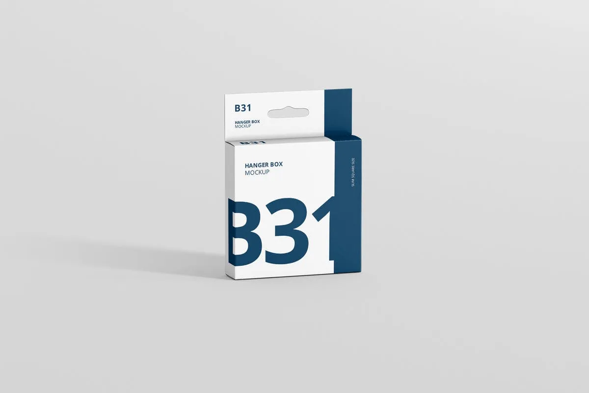 带挂钩的超薄方形尺寸包装盒子样机 Box Mockup#8211; Slim Square Size with Hanger