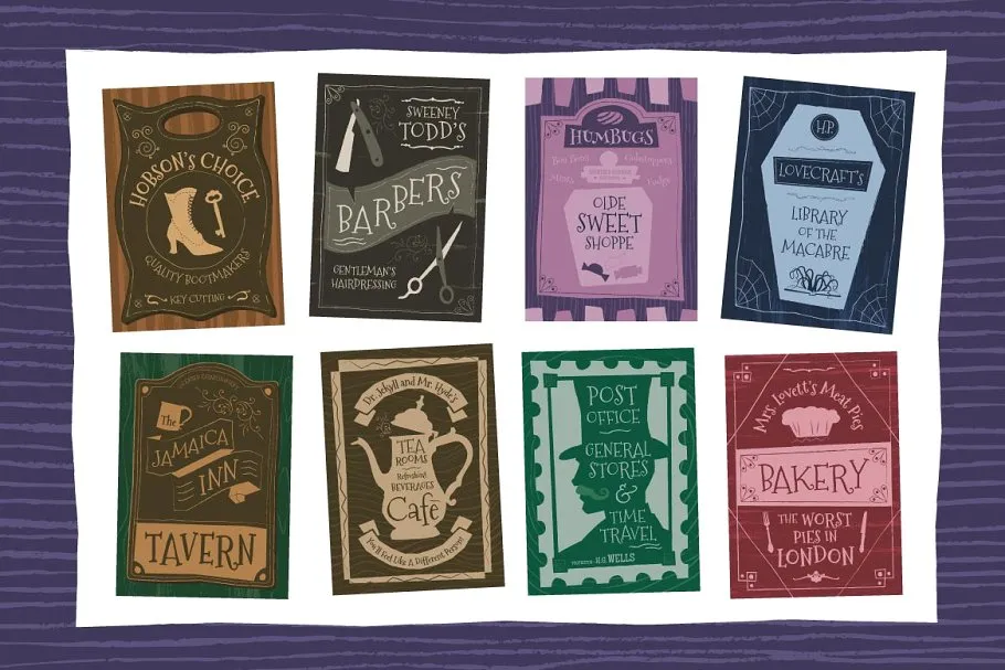 维多利亚时代复古插画设计模板 Victoriana Design Templates插图(1)