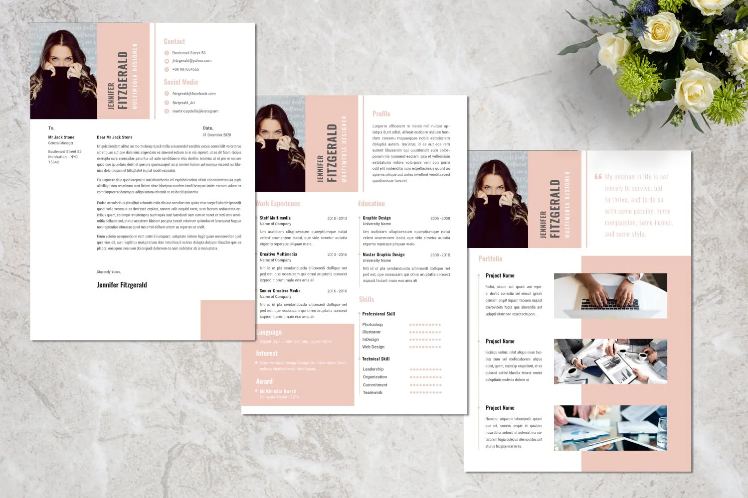 多项目经验个人履历表简历表设计模板v13 Multimedia Creative Resume  Vol.13插图(2)