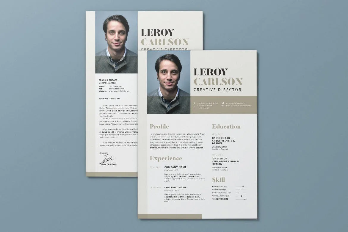 极简设计风格个人电子简历设计AI&PSD模板v13 Clean Minimalist CV Resume AI and PSD Flyer Vol.13插图(3)