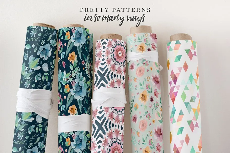 手写英文字体&手绘水彩花卉剪贴画 Loving Saskia Font & Graphics Bundle插图(13)