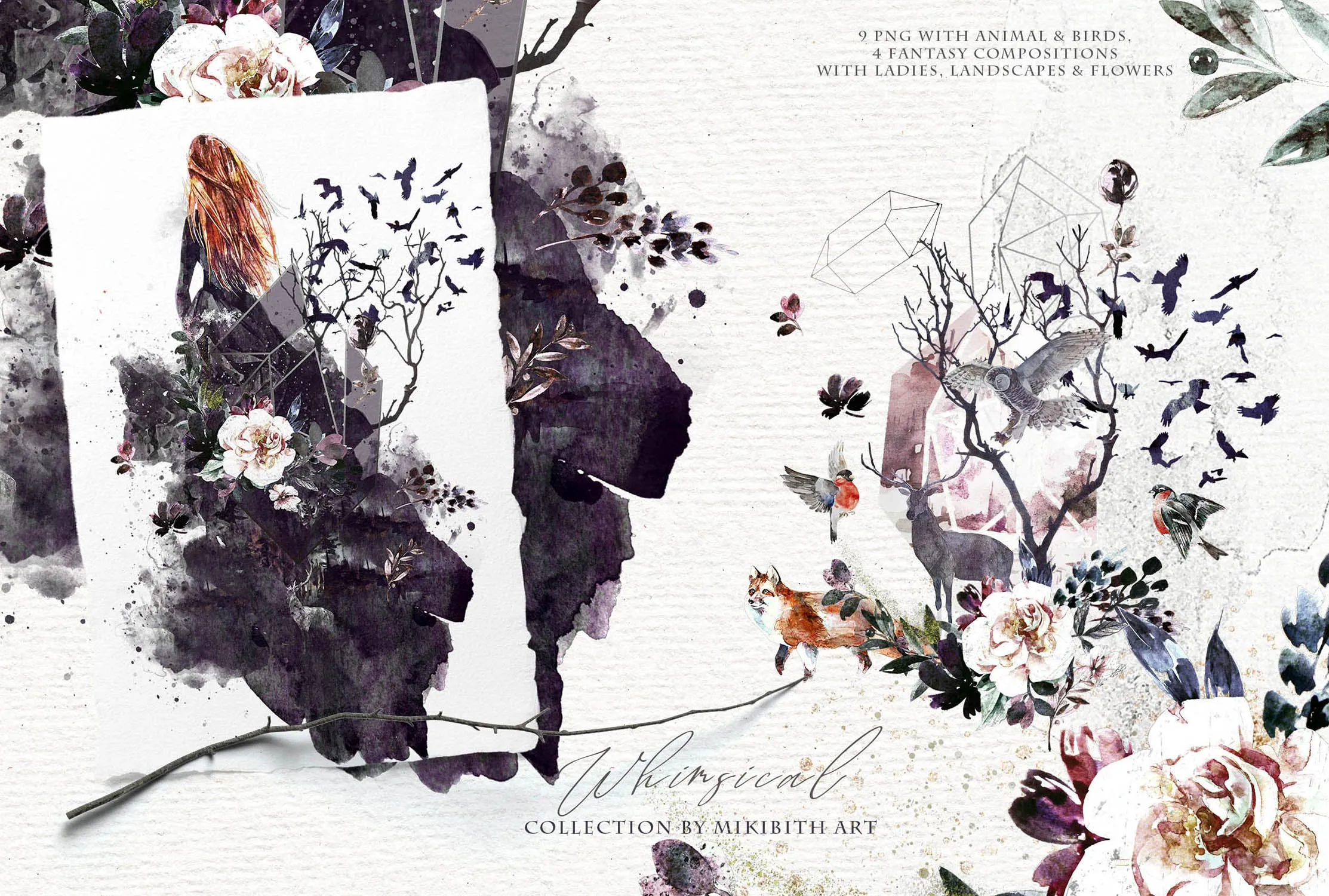 高品质梦幻水彩矢量插画素材大合集[1.88GB] Fantasy illustrations “Once in the dream”插图(14)