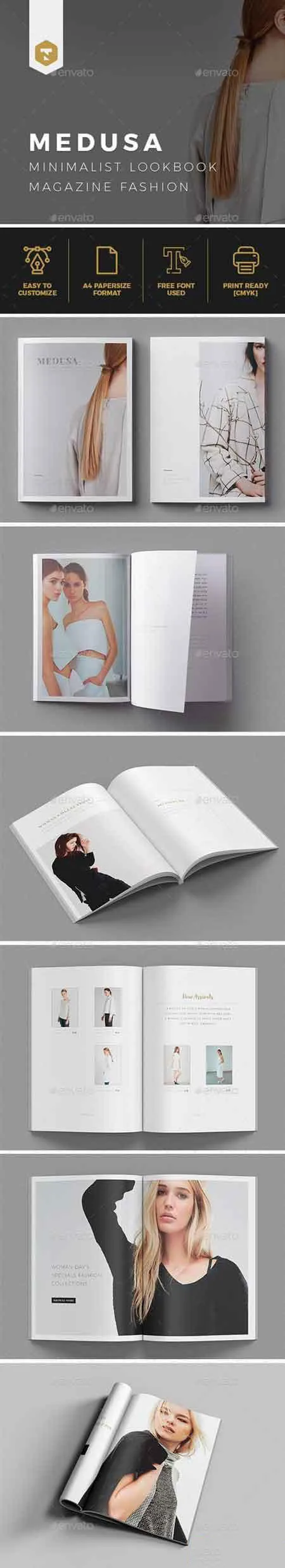 时尚的时装杂志模板下载[indd]–MEDUSA Lookbook Magazine Fashion插图
