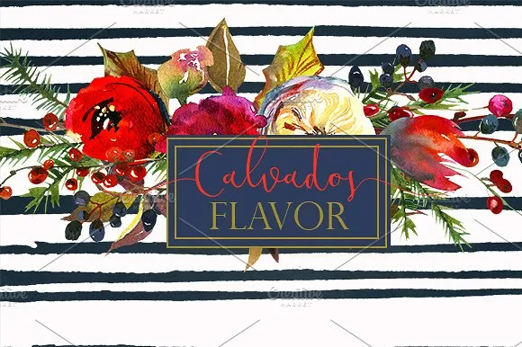 冬季红色水彩花卉剪贴画合集 Red Winter Flowers Clipart Set插图(6)